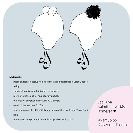 PDF-kaava, Kamu korvaläpällinen pipo 36-54cm
