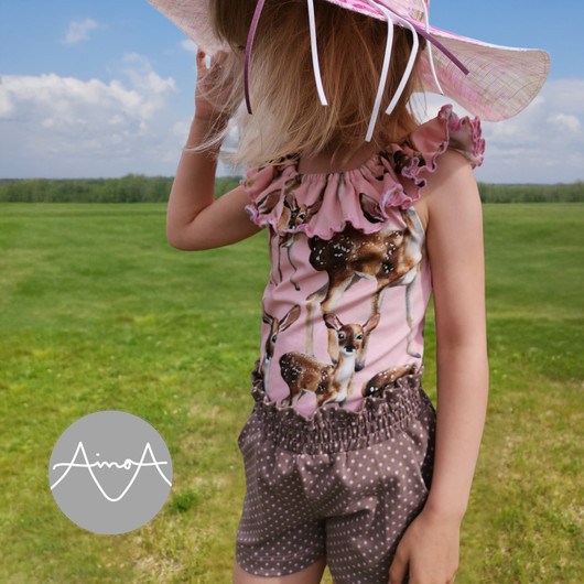 PDF-kaava, Minttu&Maaria, toppi ja shortsit 98-158 cm