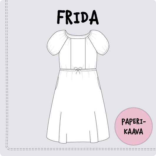 TULOSSA TOUKOKUUSSA! Paperikaava, FRIDA, naisten puhvihihainen mekko 32-54