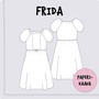 Paperikaava, FRIDA, naisten puhvihihainen mekko 32-54