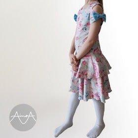 PDF-kaava, Rusetilla cold shoulder mekko, 80-146 cm