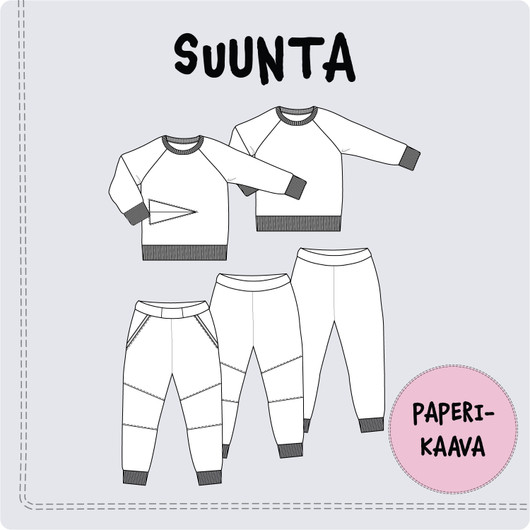 Paperikaava, SUUNTA collegepusero ja -housut 98-158 cm