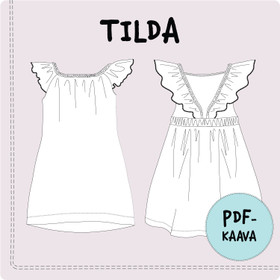 PDF-kaava, Tilda frillaolkainen mekko, 74-140cm