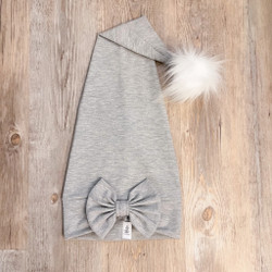 Tonttulakki rusetilla ja tupsulla, Light Grey Melange