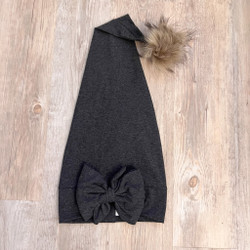 Tonttulakki muhkealla rusetilla, Dark Grey Melange