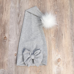 Tonttulakki muhkealla rusetilla, Light Grey Melange