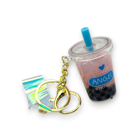 Bubble tea Key Chain small pendant pink