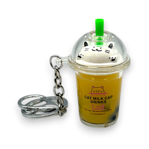Luck Cat Bubble tea Key Chain small pendant 
