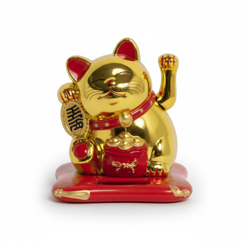 EMRO Solar-Powered Maneki-neko Cat6,5x7x7,5 cm Gold