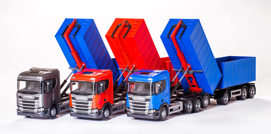 EMEK Scania CR korkealaitainen vaihtolavarekka, tummanharmaa