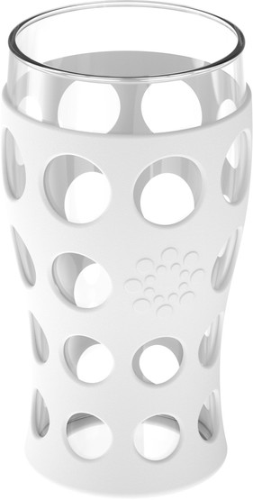 valkoinen 4x 600ml juomalasi silikonisuojuksella 