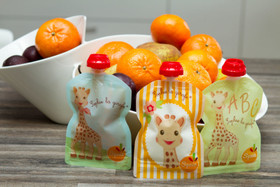 Squiz Sophie la girafe, Uudelleen täytettävä lastenruokapussi 90ml