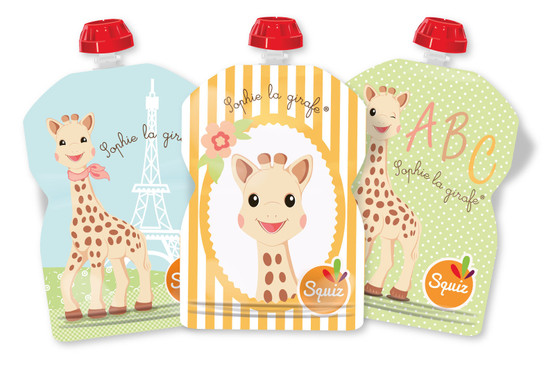 Squiz Sophie la girafe, Uudelleen täytettävä lastenruokapussi 90ml