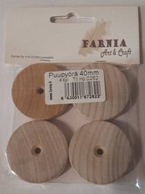 Puupyörä 40mm, 4kpl/pss