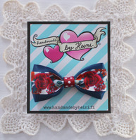 Rusettipinni Ruusut, punainen/tummansininen