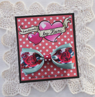 Rusettipinni Ruusut, punainen/harmaa