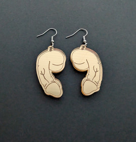 Gold mirror penis earrings 