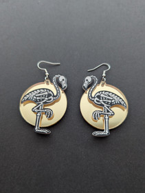 Skeleton Flamingo earrings with sun 