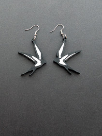 White Lucky bird earrings 