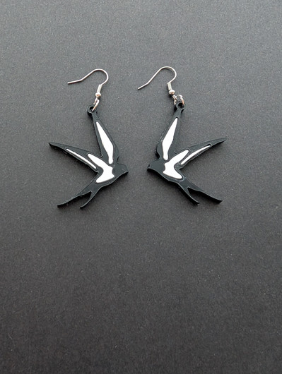 White Lucky bird earrings 