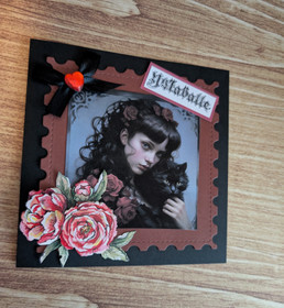 Handmade card with cat and girl