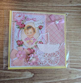 Pink vintage baby card