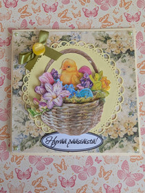 Käsintehty kortti pääsiäistiput keltainen 