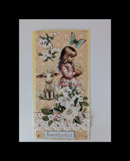 Girl and chick spring card