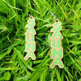 Sauna earrings green wood