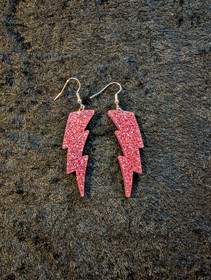 Pink glitter lightning earrings