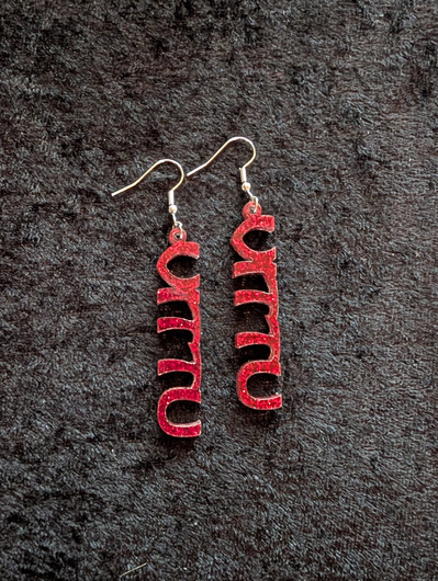 Glitter punainen vittu korvakorut 