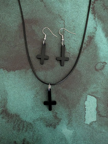 Black inverted cross necklace 