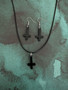 Black inverted cross earrings