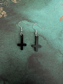 Black inverted cross earrings
