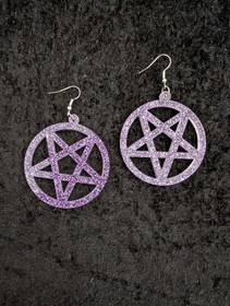 Lilat glitter pentagrammi korvakorut 