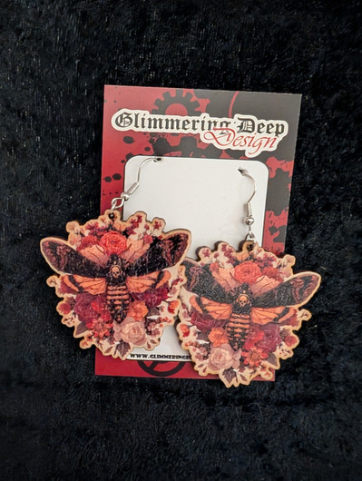 Death's-head hawkmoth earrings
