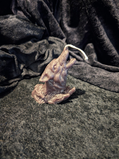 Black beeswax wolf candle 