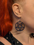 Big black glitter pentagram earrings 