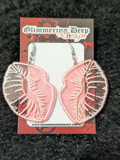 Pink lip earrings 