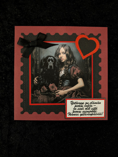 Card girl and dog