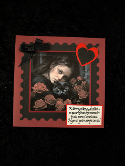 Kortti tyttö ja kissa 