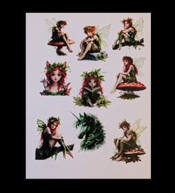 Sticker sheet green forest fairies 