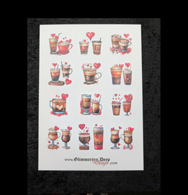 Card picture sheet heart coffee