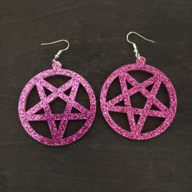 Lilat glitter pentagrammi korvakorut 