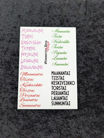 Viikonpäivät text sticker sheet