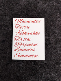 Red viikonpäivät text sticker sheet