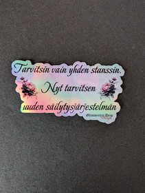 Vinyl hologram text sticker tarvitsin vain yhden stanssin 