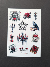 Clear vinyl sticker sheet Red gothic