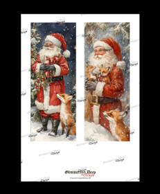 Long card picture Santa Claus and foxes