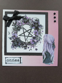 Pentagram and girl card purple